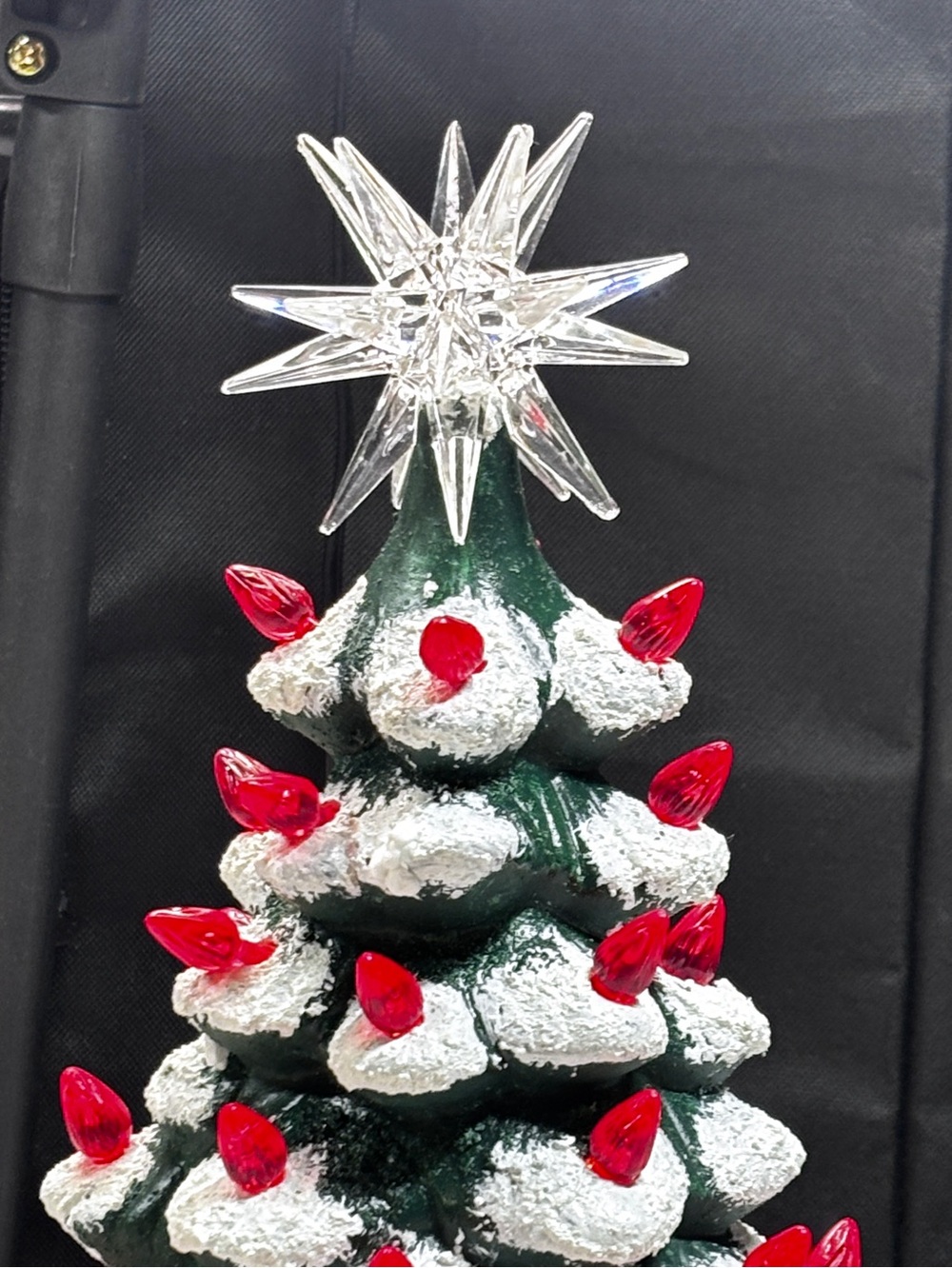 Darice Ceramic Christmas Tree Decorated W/lights Cord No Bulb Red Star Vtg - Picture 8 of 16